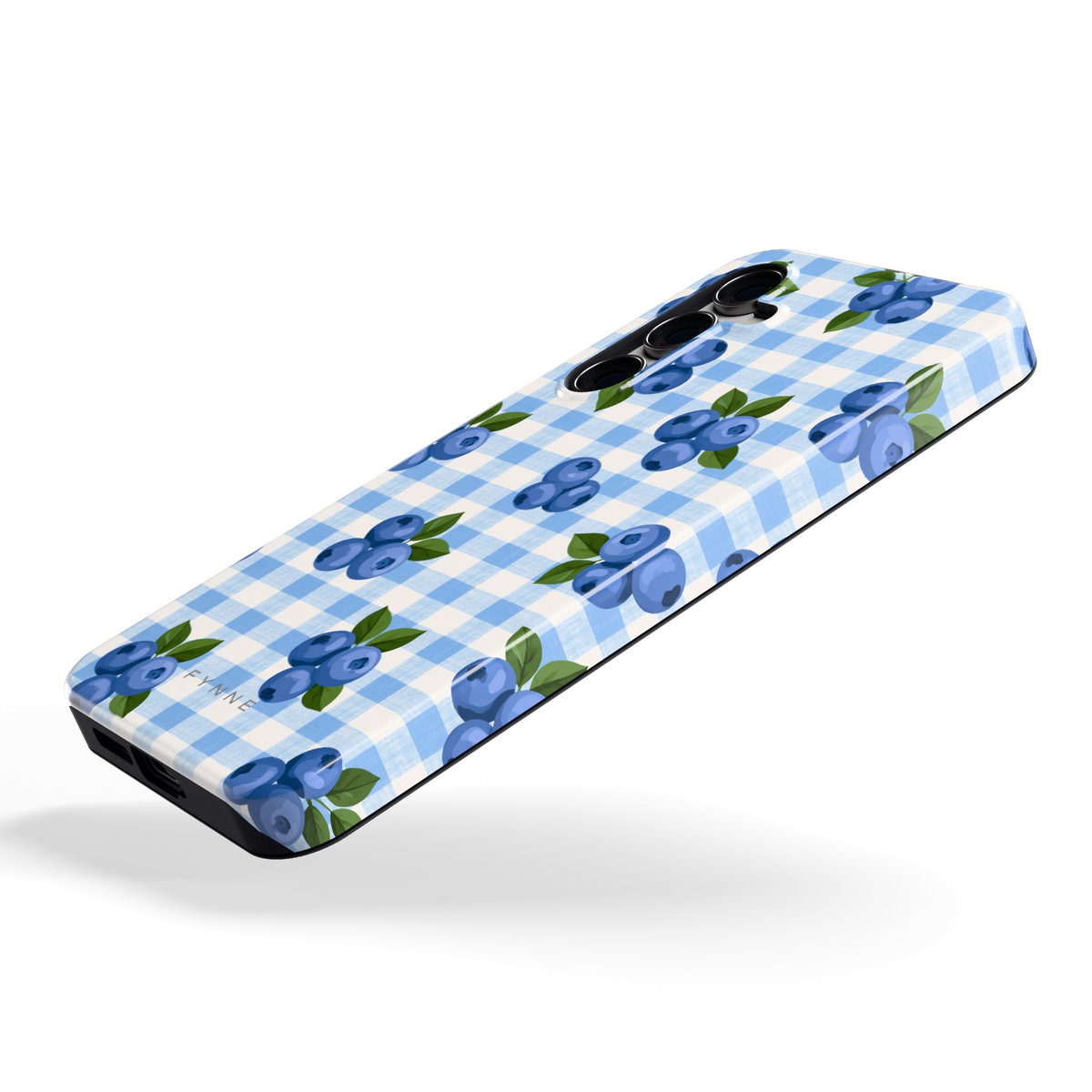 Blauwe Bessen Ruit hoesje voor Galaxy S24 FE, schuin
