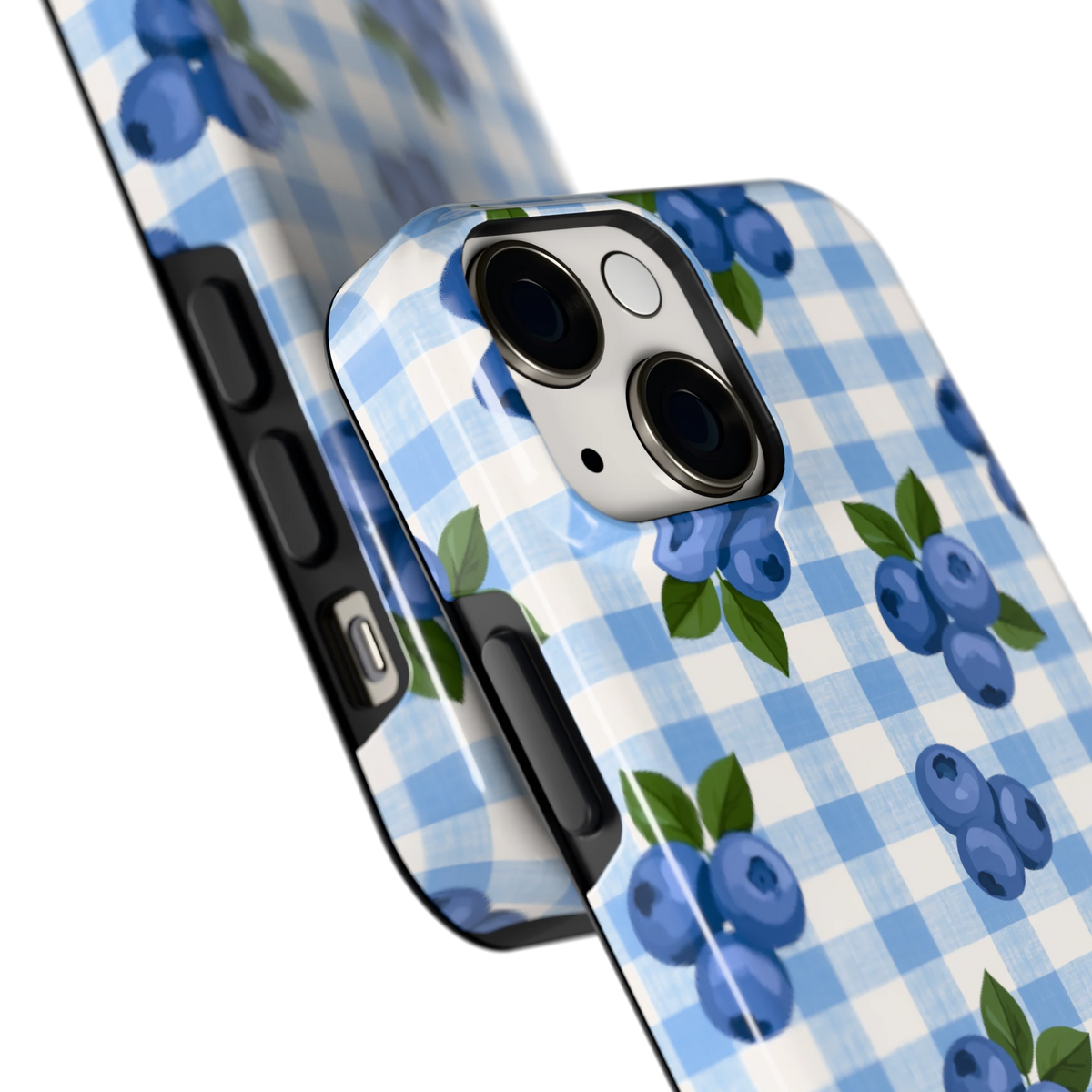 Blauwe Bessen Ruit hoesje voor iPhone 13 mini, close-up