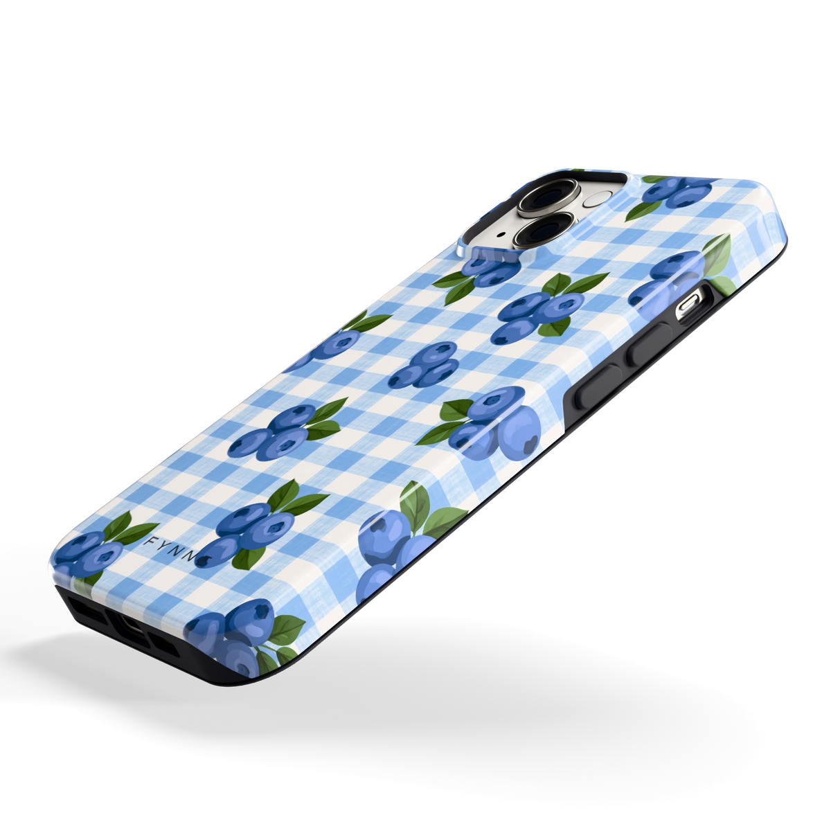 Blauwe Bessen Ruit hoesje voor iPhone 14, schuin