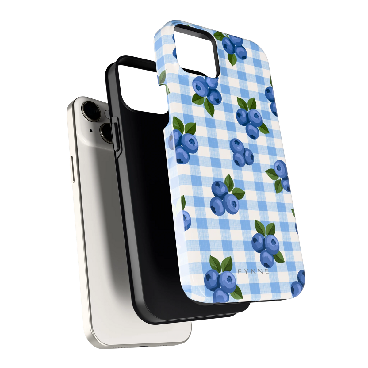Blauwe Bessen Ruit hoesje voor iPhone 14 Plus, los van de telefoon