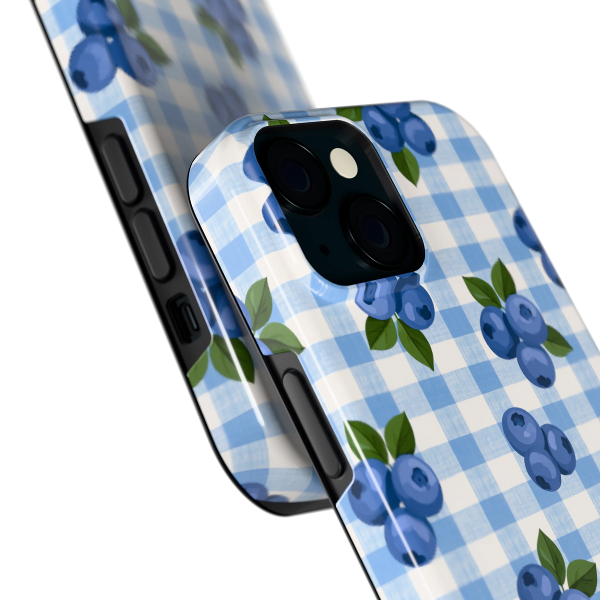 Blauwe Bessen Ruit hoesje voor iPhone 15, close-up
