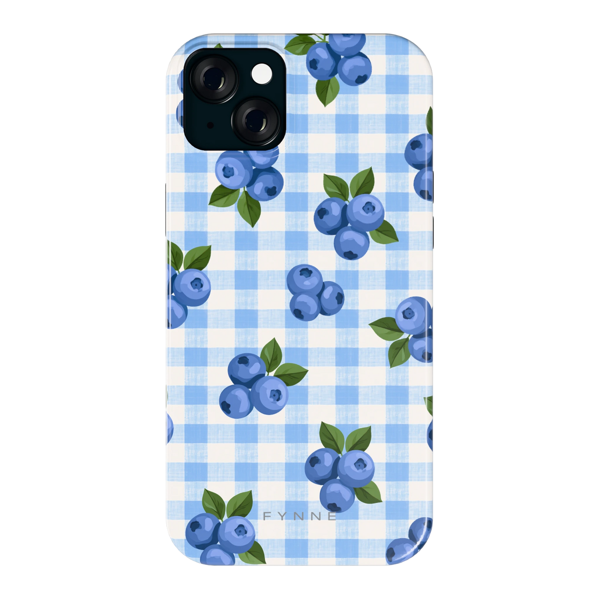Blauwe Bessen Ruit hoesje voor iPhone 15 Plus, achterkant