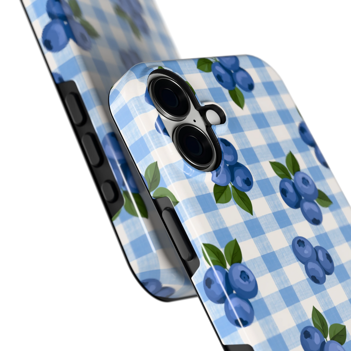Blauwe Bessen Ruit hoesje voor iPhone 16 Plus, close-up
