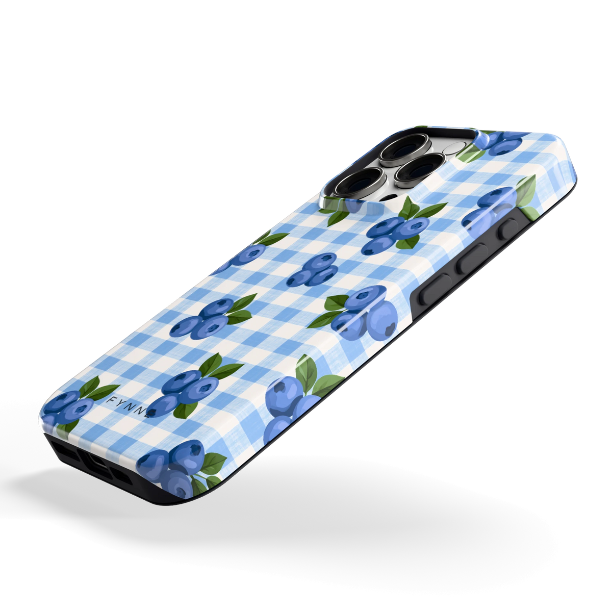 Blauwe Bessen Ruit hoesje voor iPhone 16 Pro, schuin