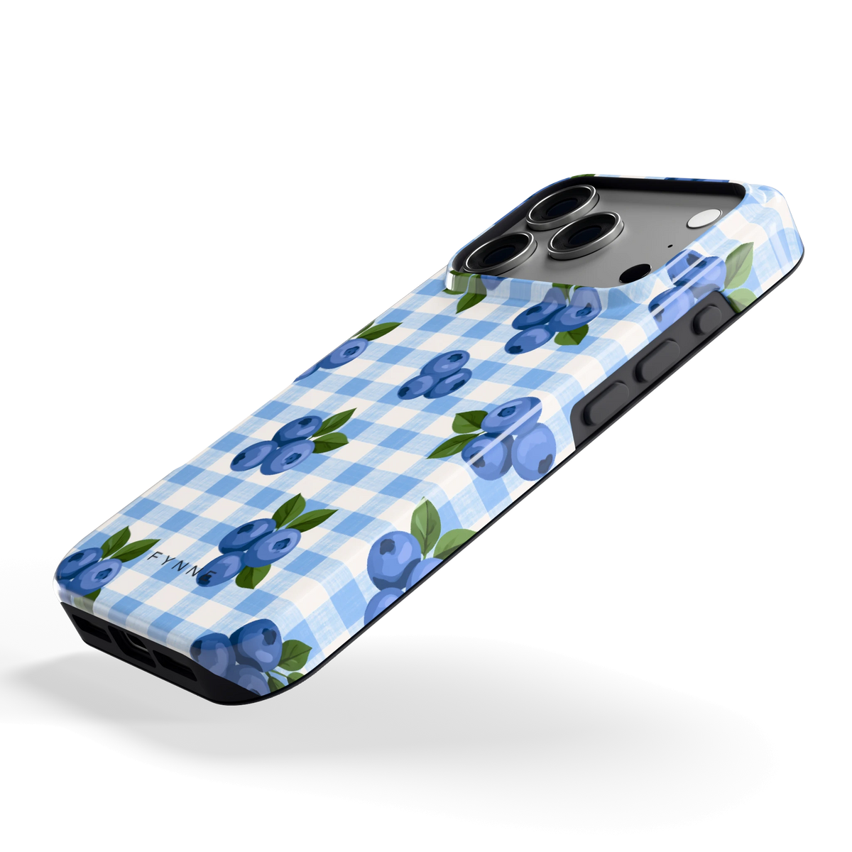 Blauwe Bessen Ruit hoesje voor iPhone 17 Pro, schuin