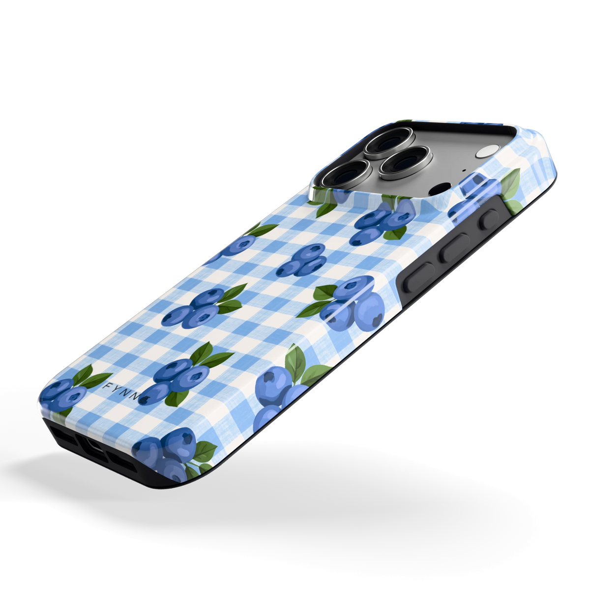Blauwe Bessen Ruit hoesje voor iPhone 18 Pro, schuin