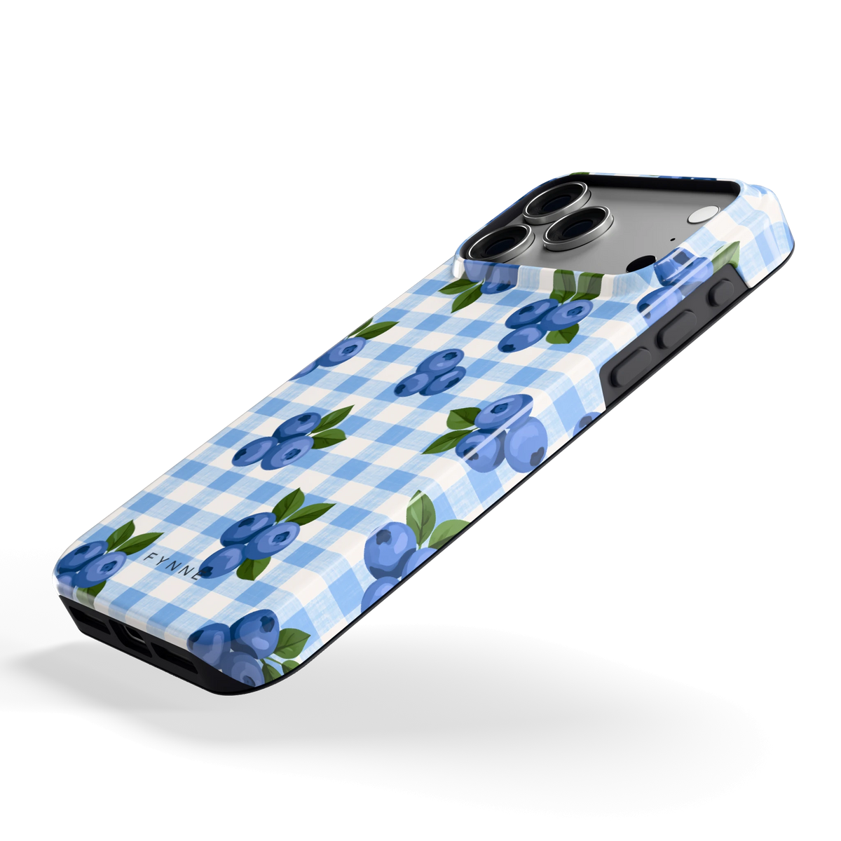 Blauwe Bessen Ruit hoesje voor iPhone 18 Pro Max, schuin
