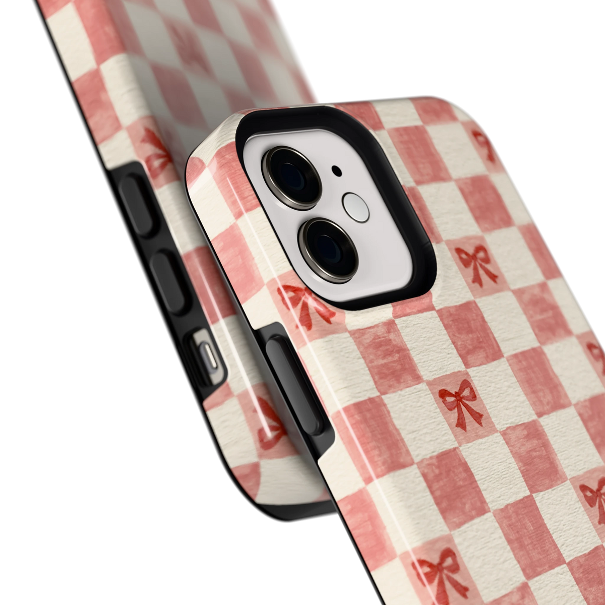 Strikjesruit hoesje voor iPhone 12, close-up