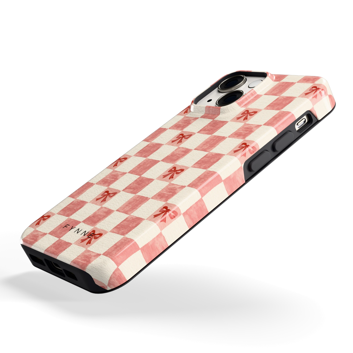 Strikjesruit hoesje voor iPhone 13 mini, schuin