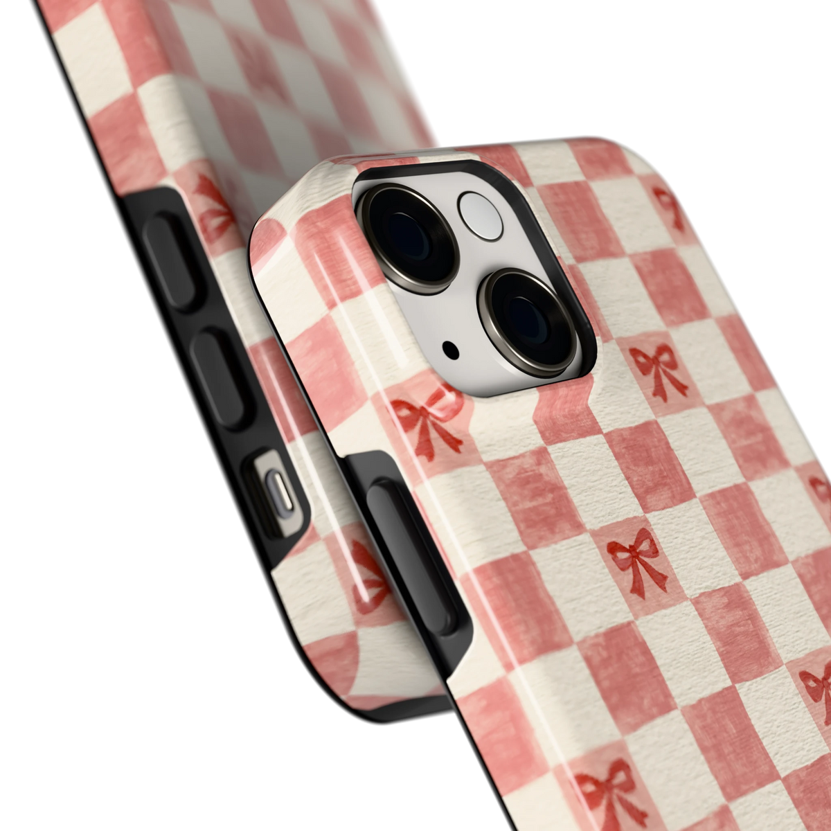 Strikjesruit hoesje voor iPhone 13 mini, close-up