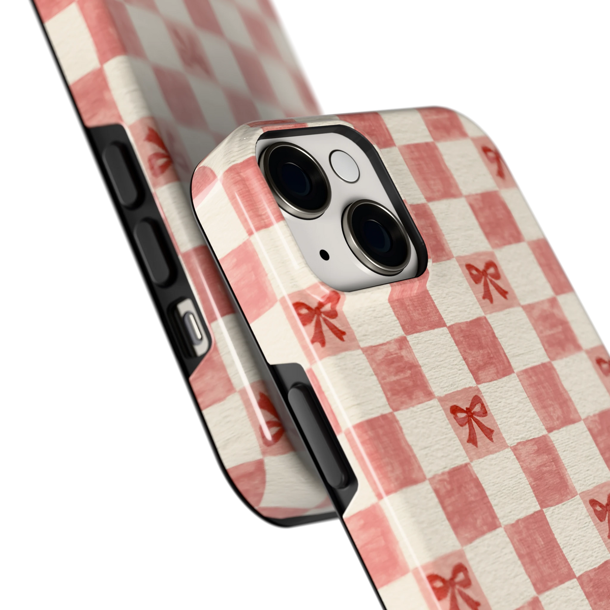 Strikjesruit hoesje voor iPhone 14, close-up