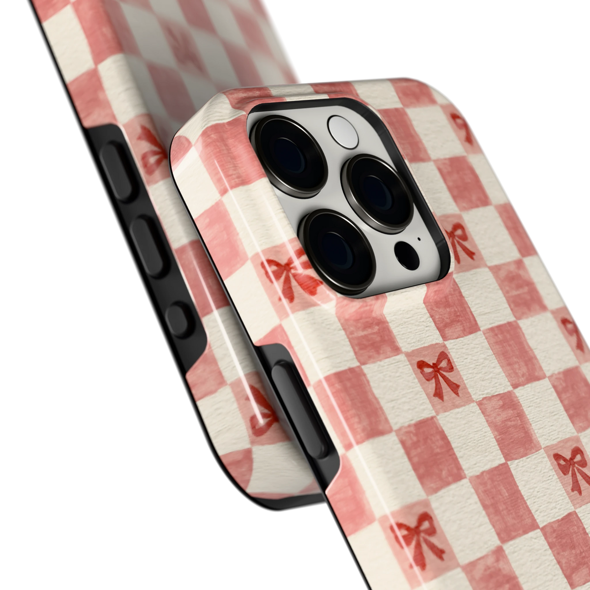 Strikjesruit hoesje voor iPhone 15 Pro, close-up