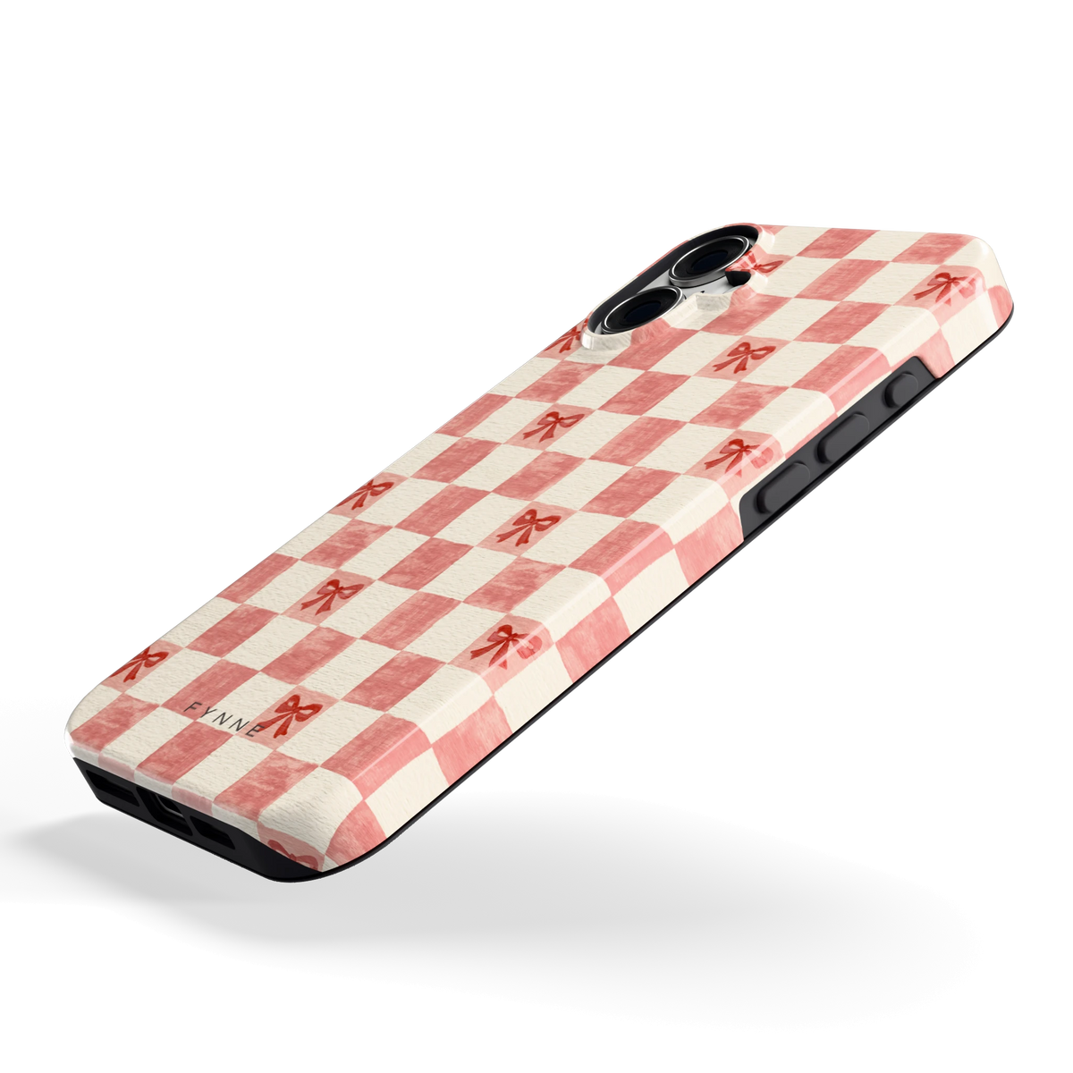 Strikjesruit hoesje voor iPhone 16 Plus, schuin