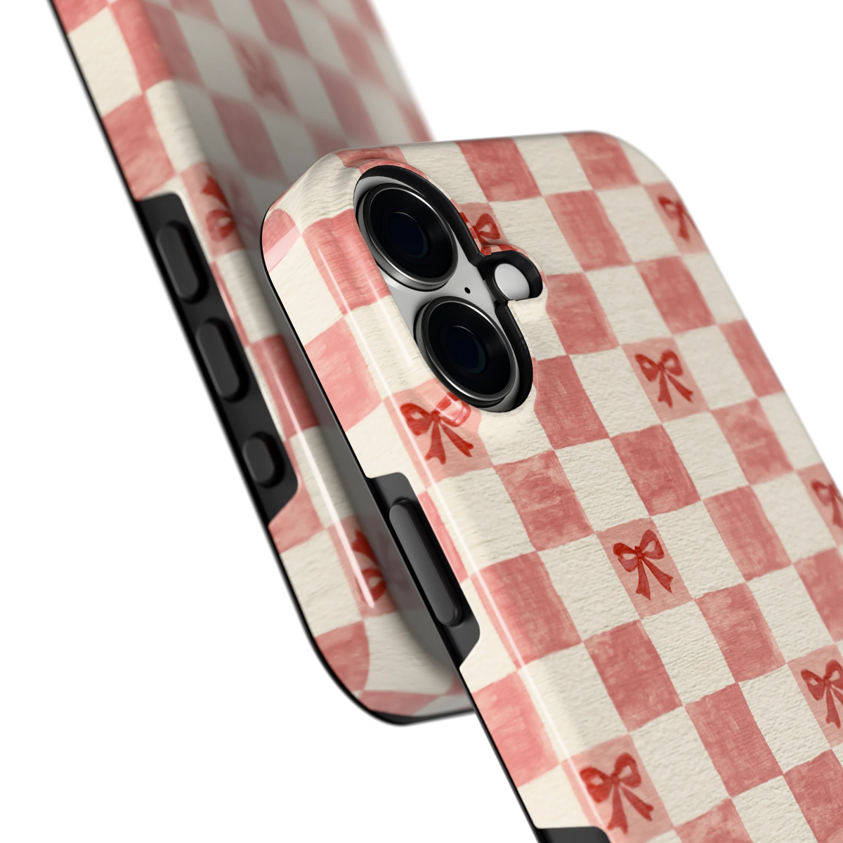 Strikjesruit hoesje voor iPhone 16 Plus, close-up