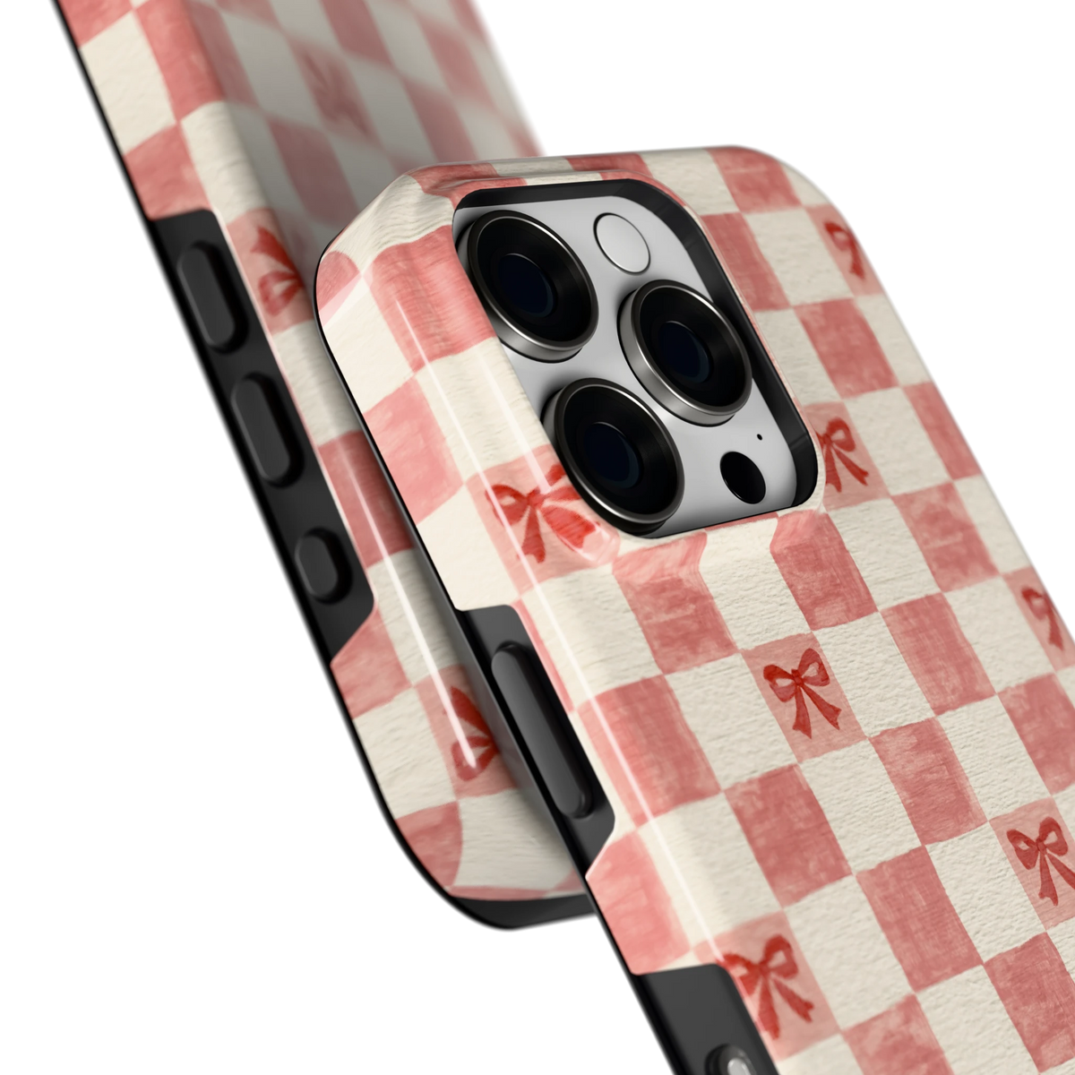 Strikjesruit hoesje voor iPhone 16 Pro, close-up