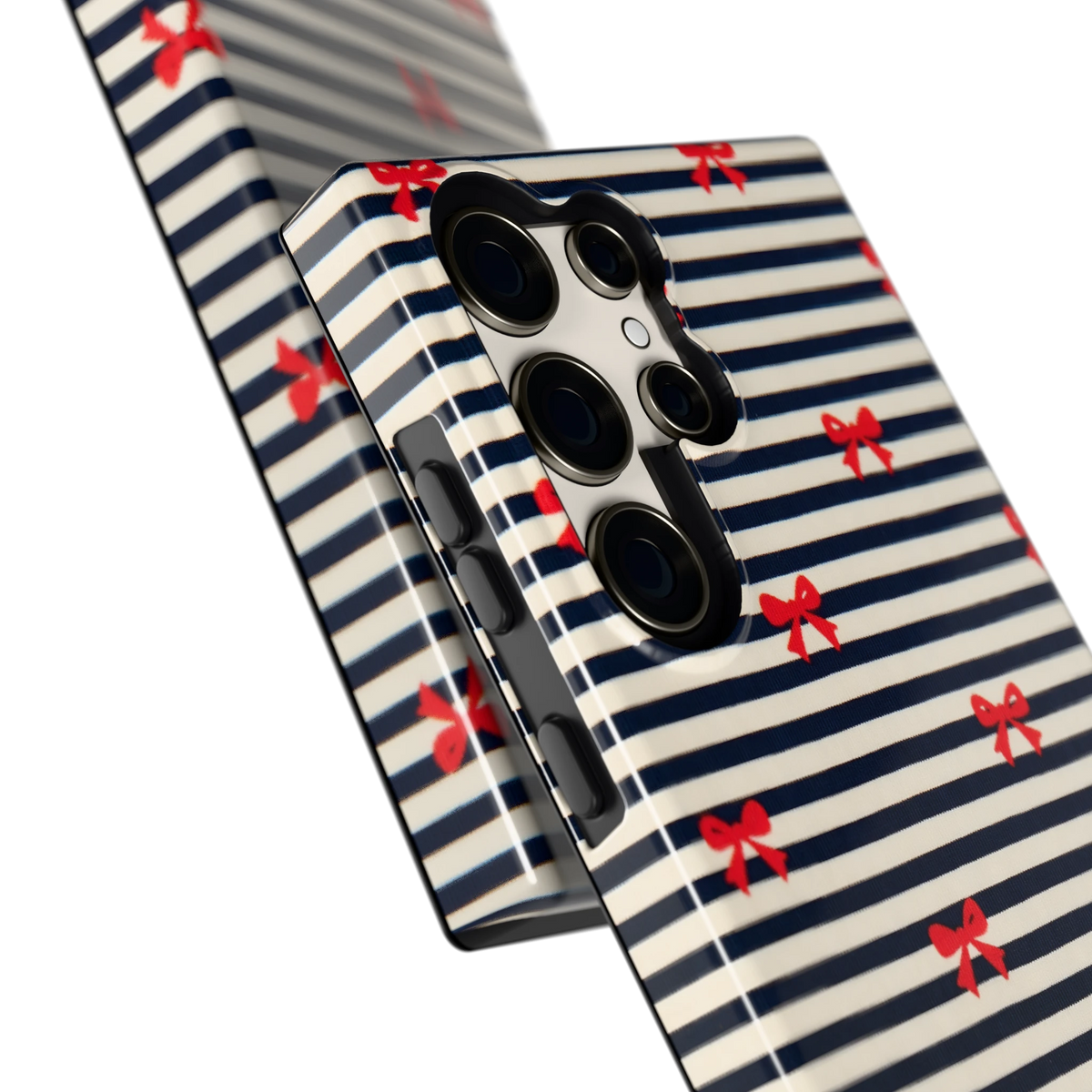 Strikjes op Strepen hoesje voor Galaxy S23 Ultra, close-up