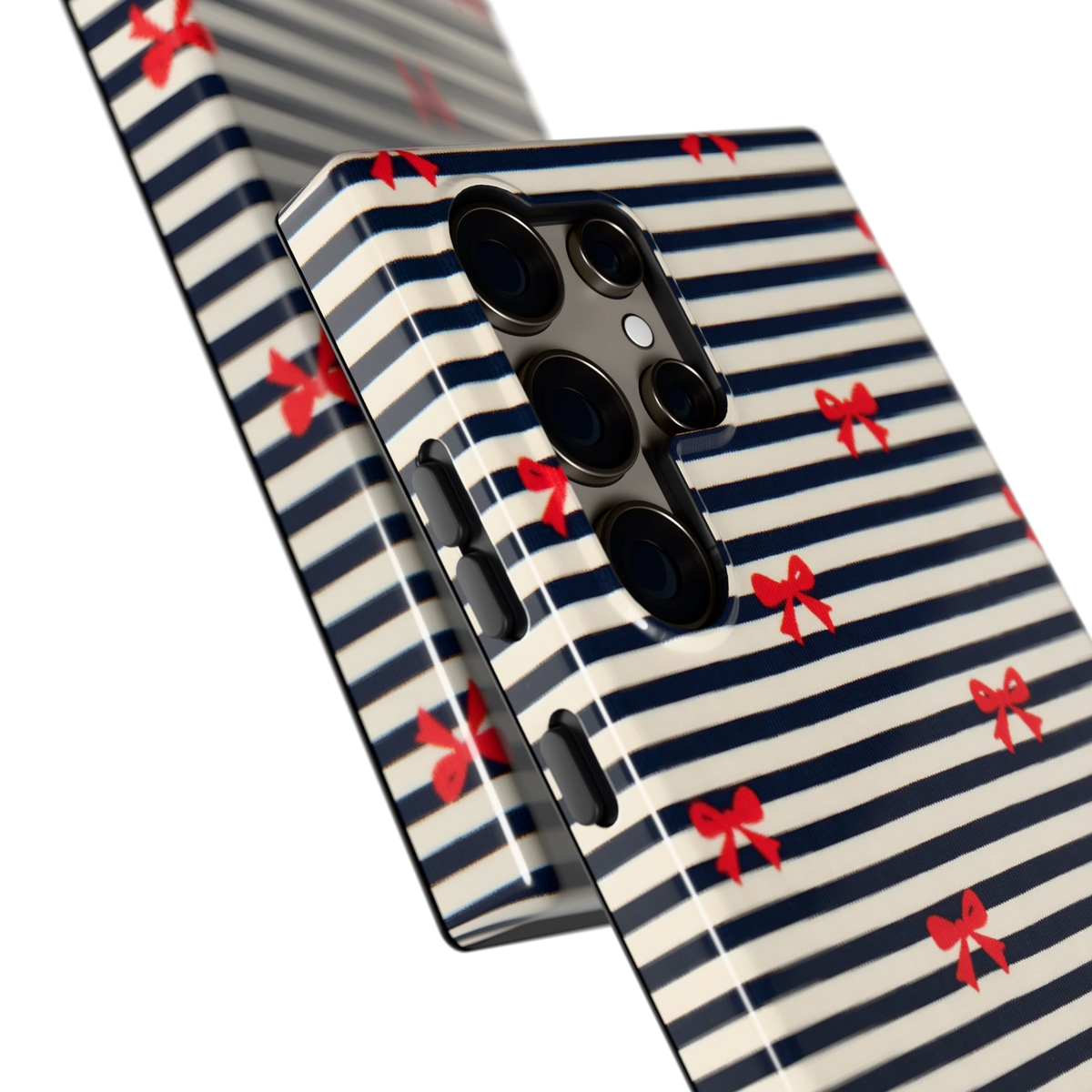 Strikjes op Strepen hoesje voor Galaxy S24 Ultra, close-up