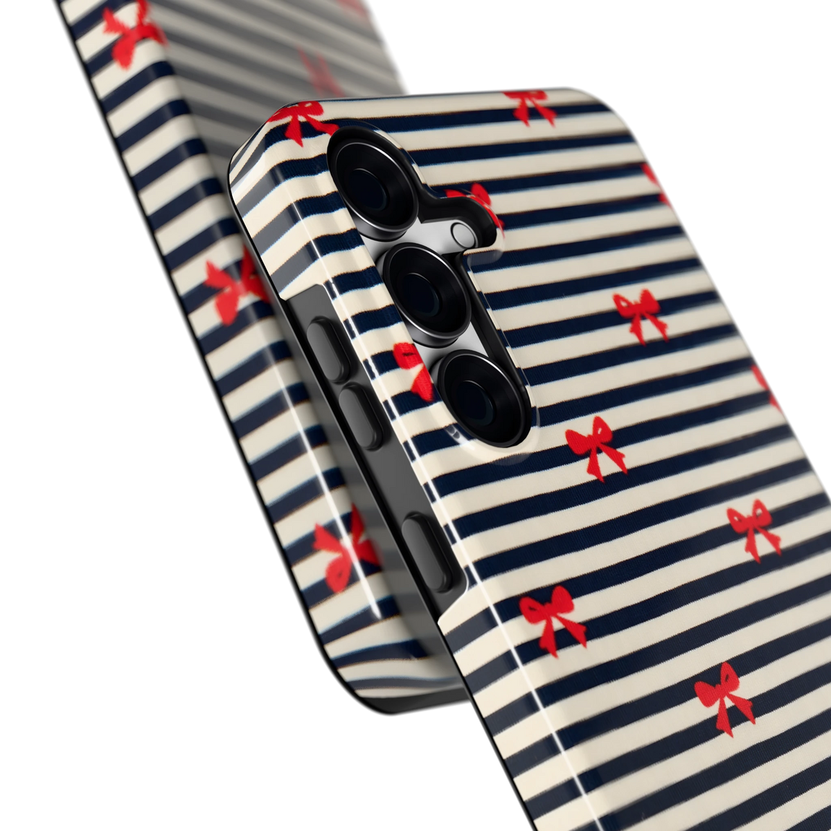 Strikjes op Strepen hoesje voor Galaxy S25 FE, close-up