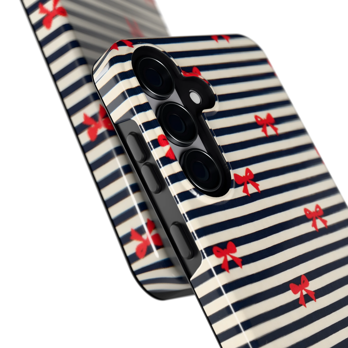 Strikjes op Strepen hoesje voor Galaxy S25, close-up