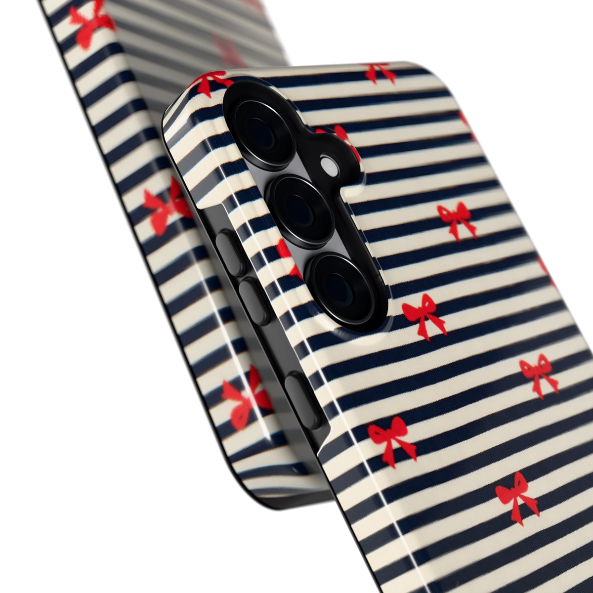 Strikjes op Strepen hoesje voor Galaxy S25+, close-up
