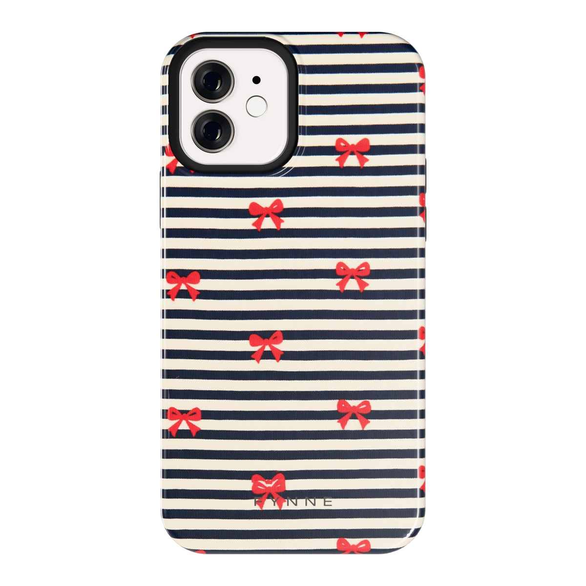 Strikjes op Strepen hoesje voor iPhone 12, achterkant