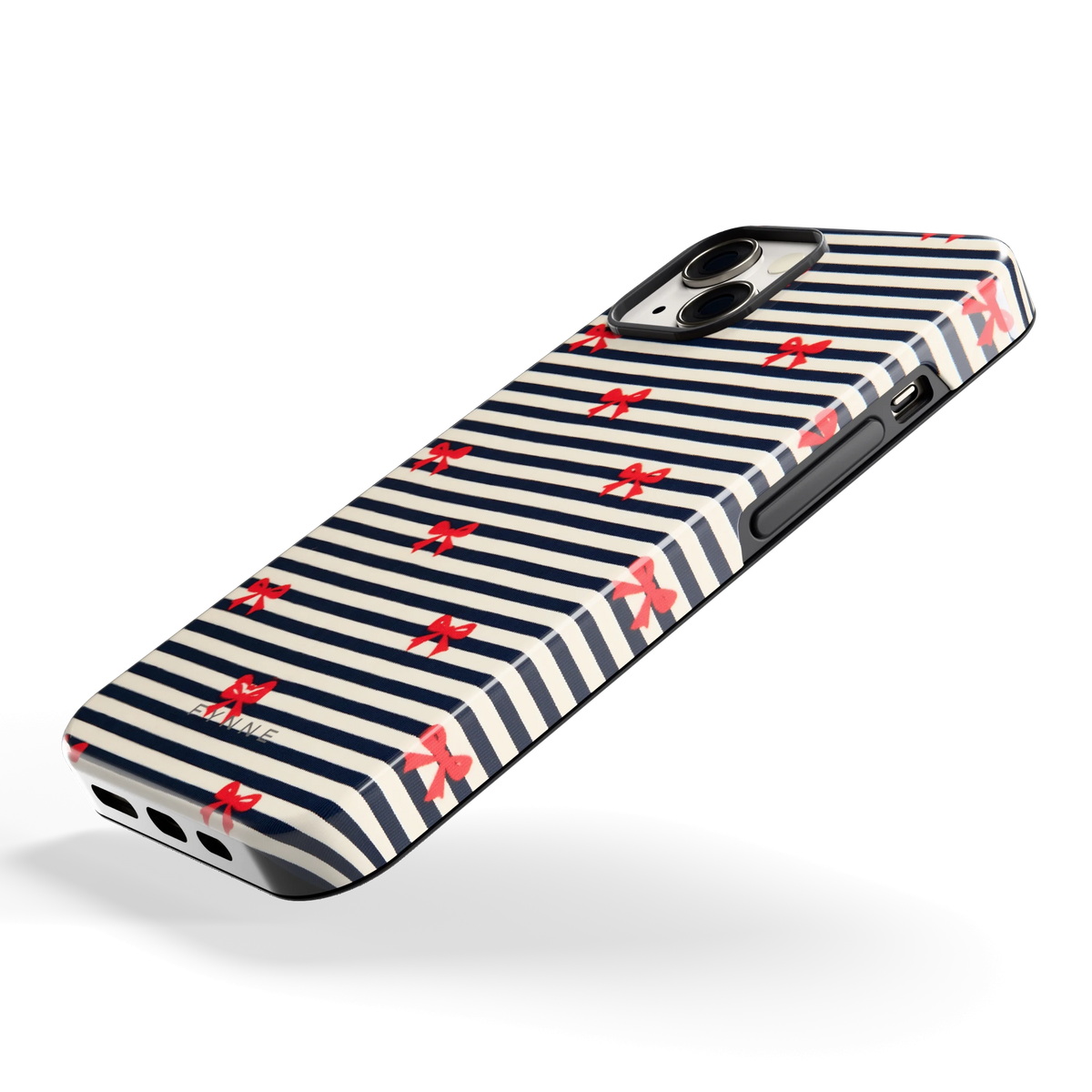 Strikjes op Strepen hoesje voor iPhone 13, schuin