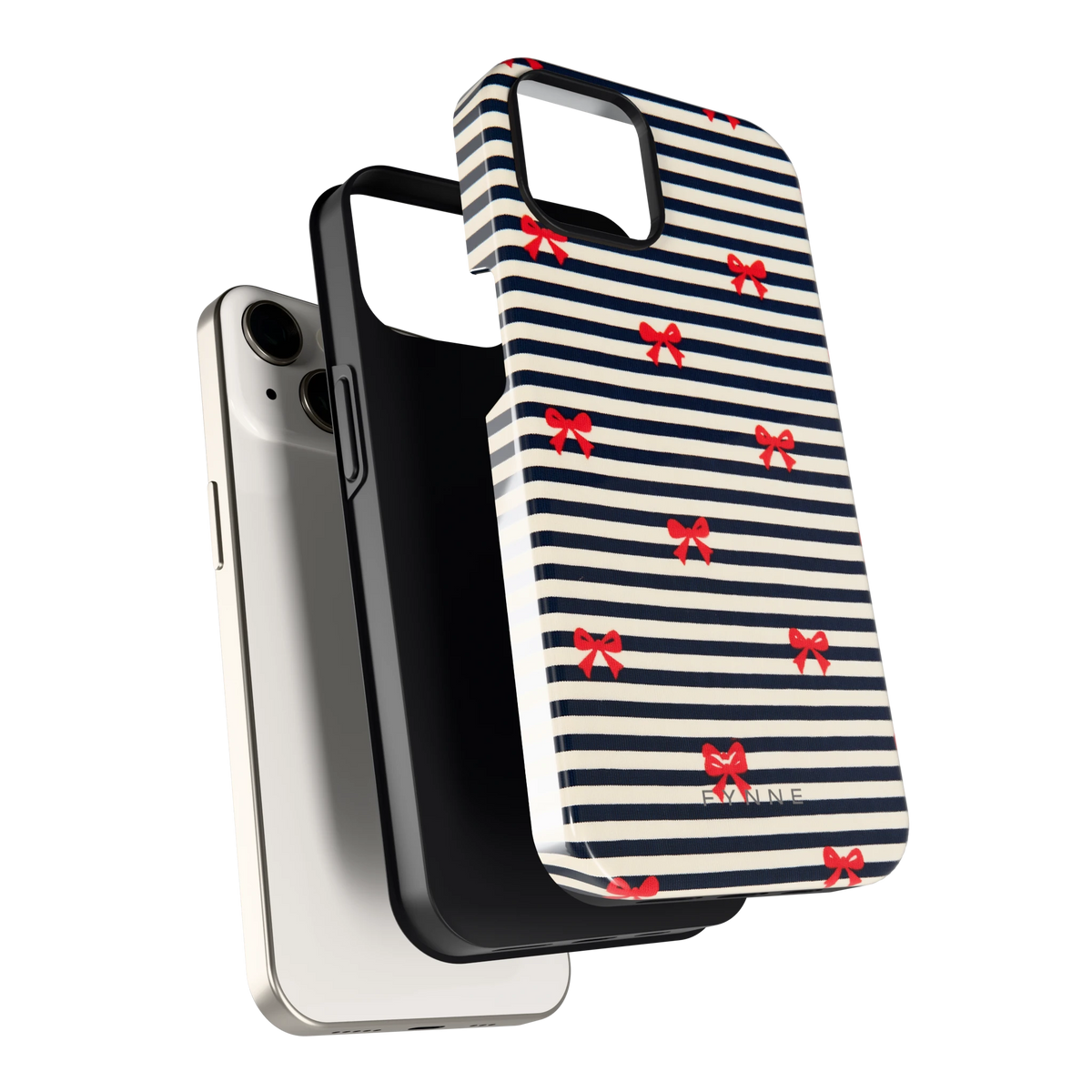 Strikjes op Strepen hoesje voor iPhone 13, los van de telefoon