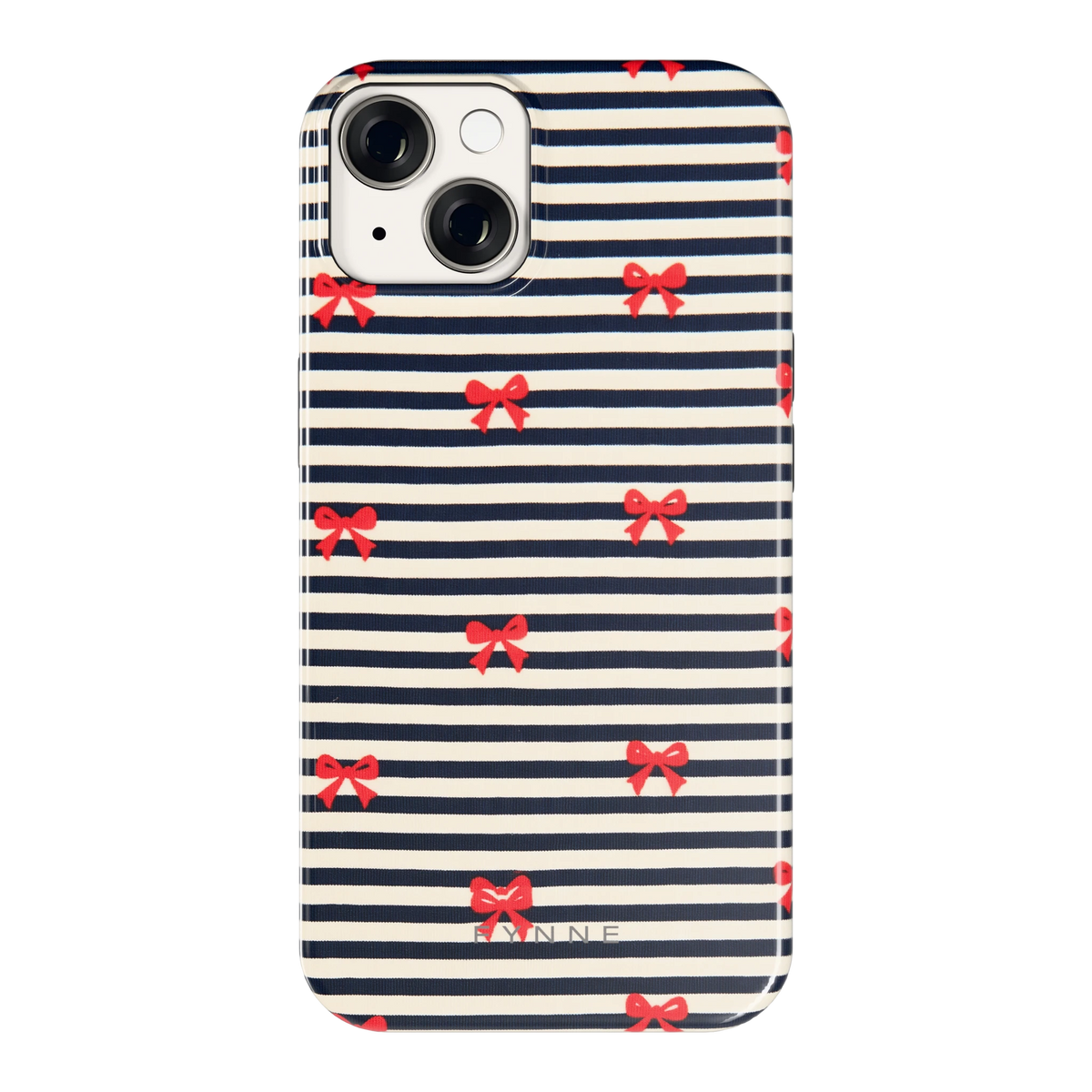 Strikjes op Strepen hoesje voor iPhone 14, achterkant