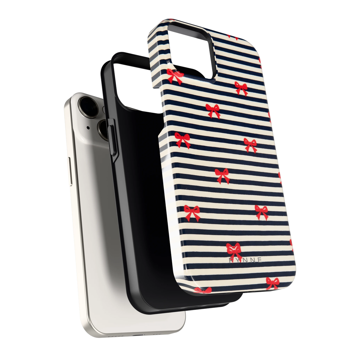 Strikjes op Strepen hoesje voor iPhone 14, los van de telefoon