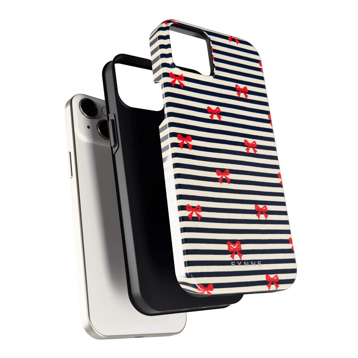 Strikjes op Strepen hoesje voor iPhone 14 Plus, los van de telefoon