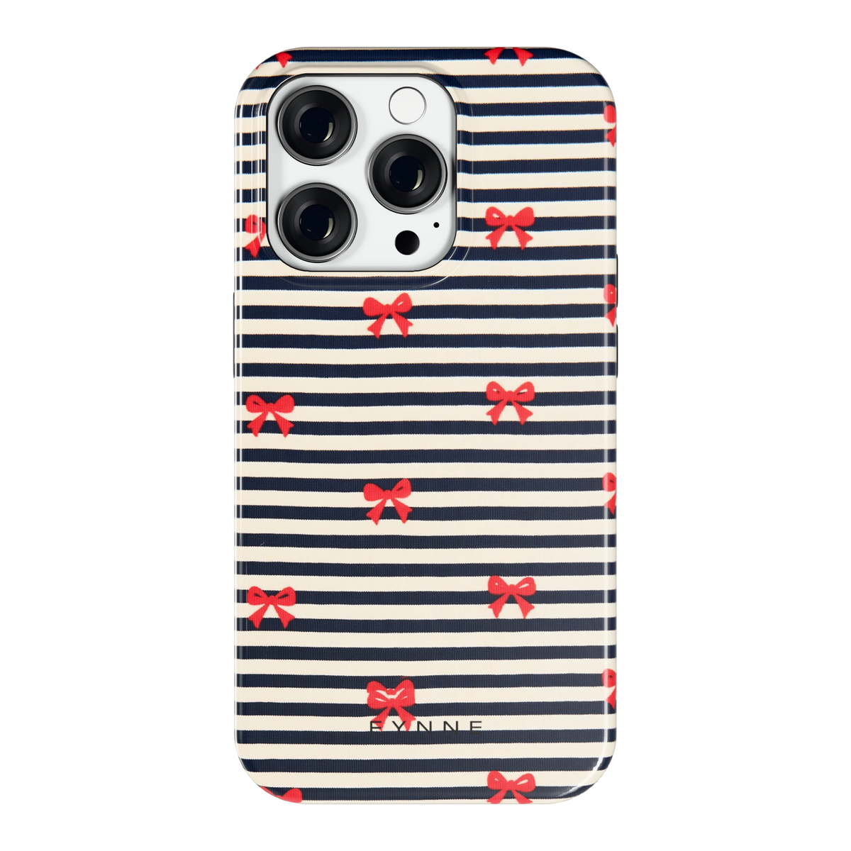Strikjes op Strepen hoesje voor iPhone 14 Pro, achterkant