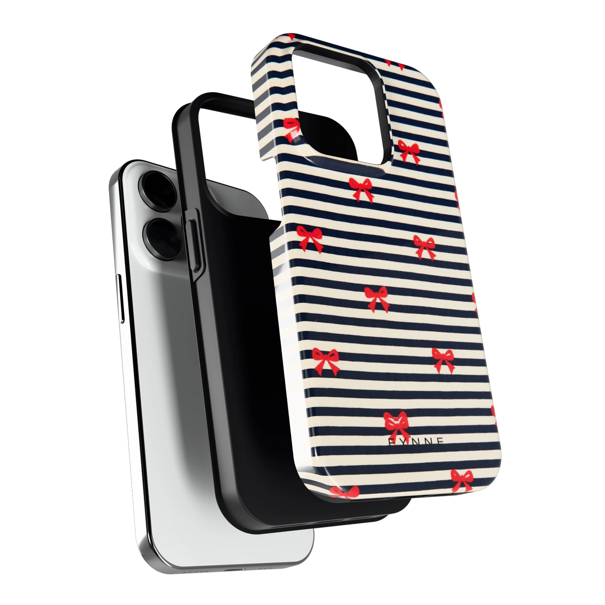 Strikjes op Strepen hoesje voor iPhone 14 Pro, los van de telefoon
