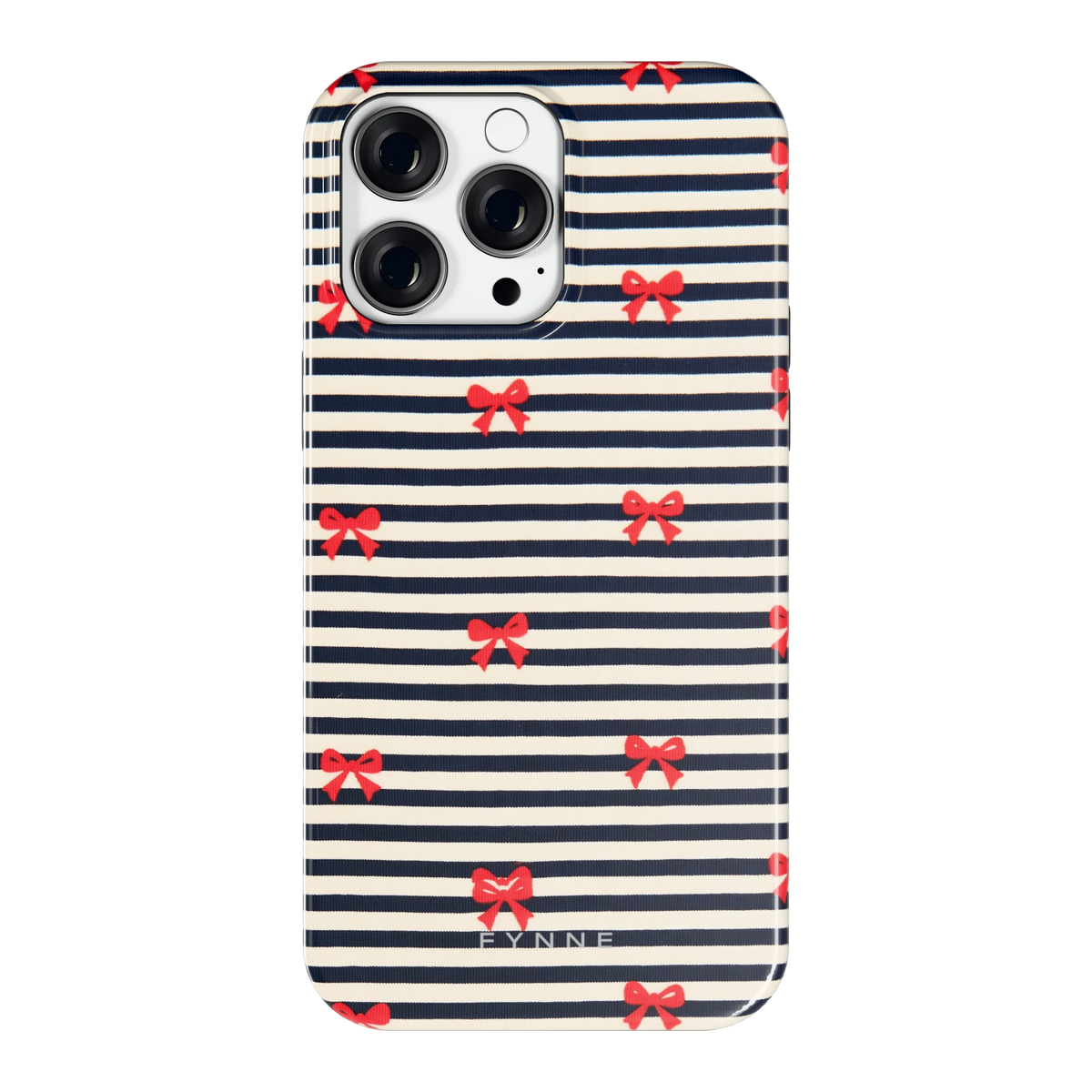Strikjes op Strepen hoesje voor iPhone 14 Pro Max, achterkant