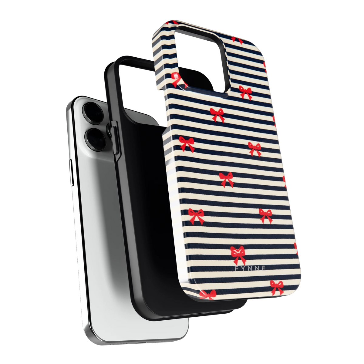 Strikjes op Strepen hoesje voor iPhone 14 Pro Max, los van de telefoon