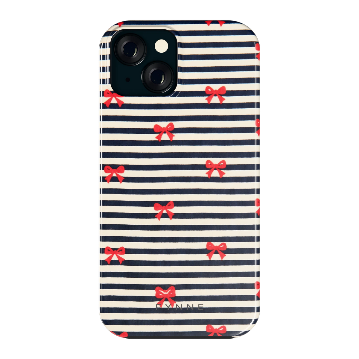Strikjes op Strepen hoesje voor iPhone 15, achterkant