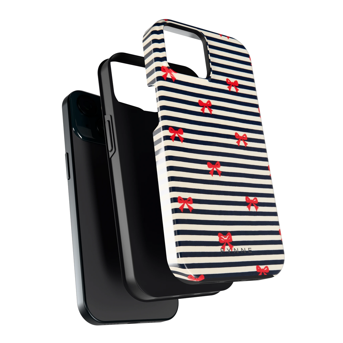 Strikjes op Strepen hoesje voor iPhone 15, los van de telefoon