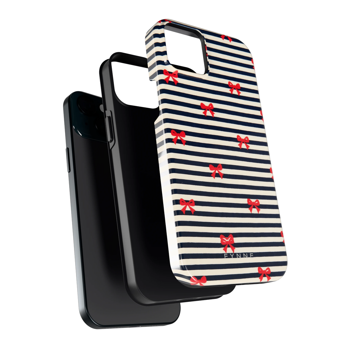Strikjes op Strepen hoesje voor iPhone 15 Plus, los van de telefoon