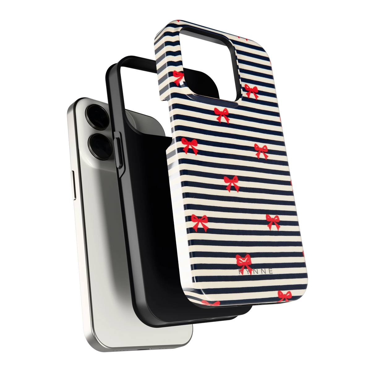 Strikjes op Strepen hoesje voor iPhone 15 Pro, los van de telefoon