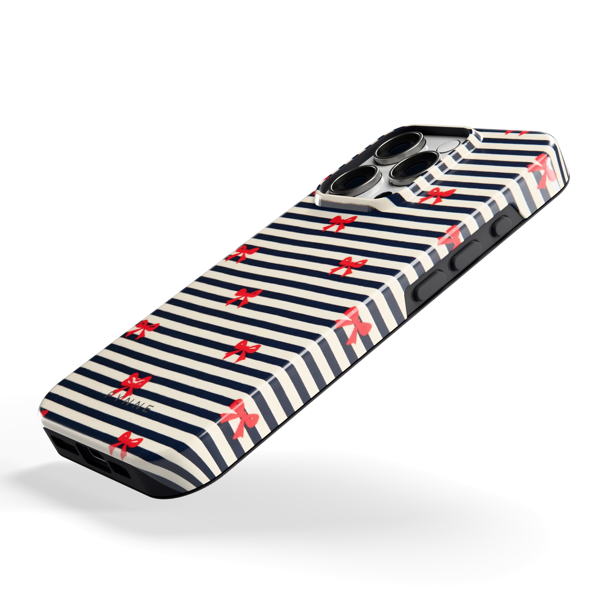 Strikjes op Strepen hoesje voor iPhone 16 Pro, schuin