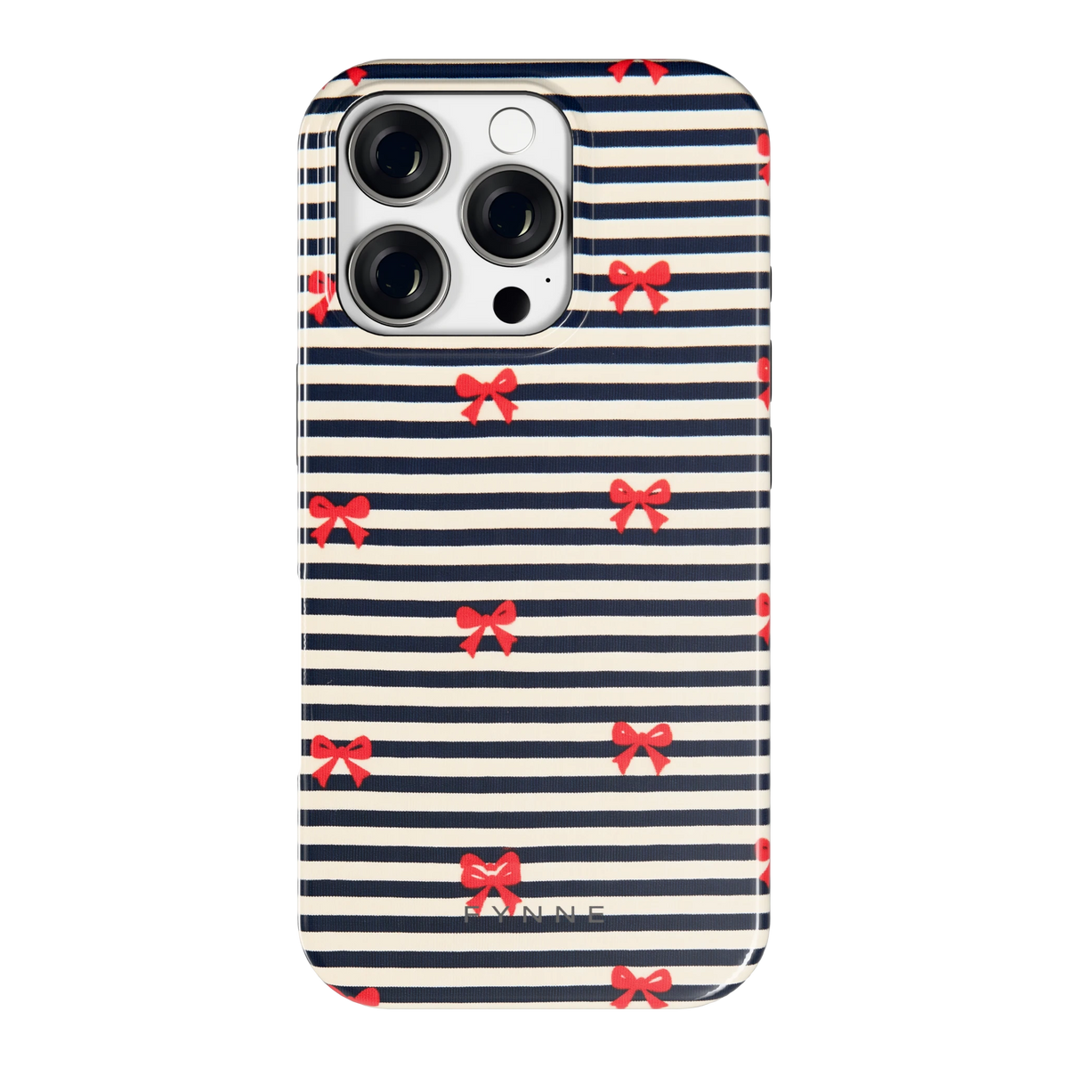 Strikjes op Strepen hoesje voor iPhone 16 Pro, achterkant
