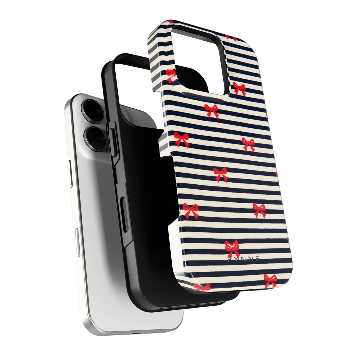 Strikjes op Strepen hoesje voor iPhone 16 Pro, los van de telefoon