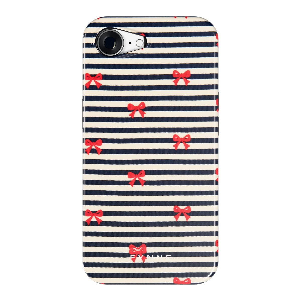 Strikjes op Strepen hoesje voor iPhone 16e, achterkant