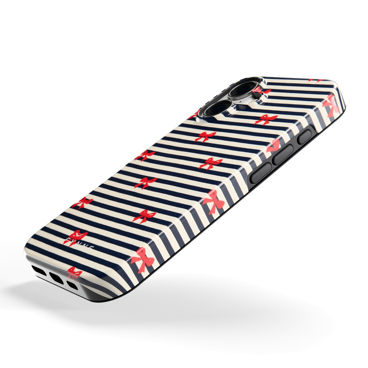 Strikjes op Strepen hoesje voor iPhone 17, schuin