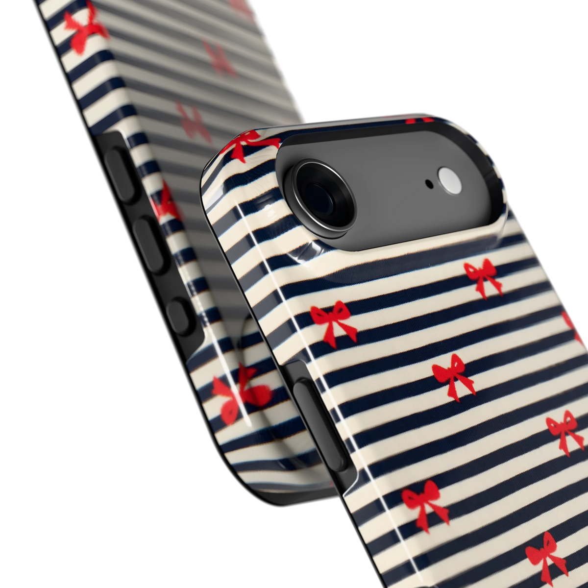 Strikjes op Strepen hoesje voor iPhone Air, close-up