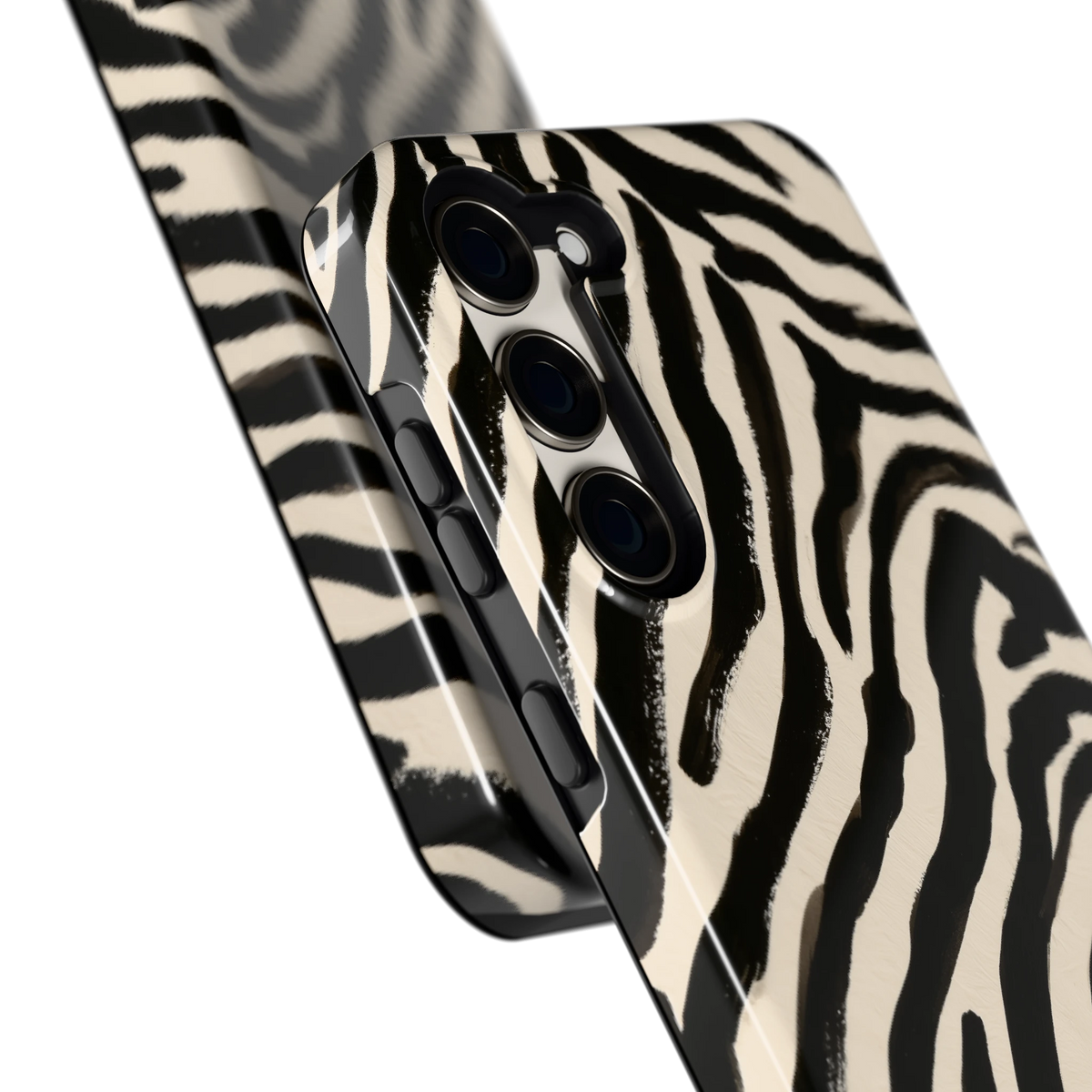 Zebra Penseelstreken hoesje voor Galaxy S23+, close-up