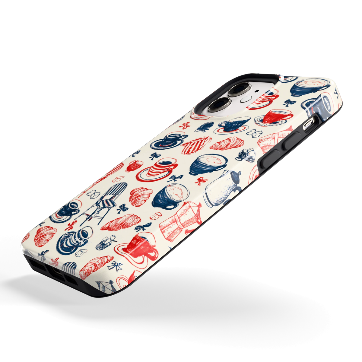 Café Tafel hoesje voor iPhone 12, schuin