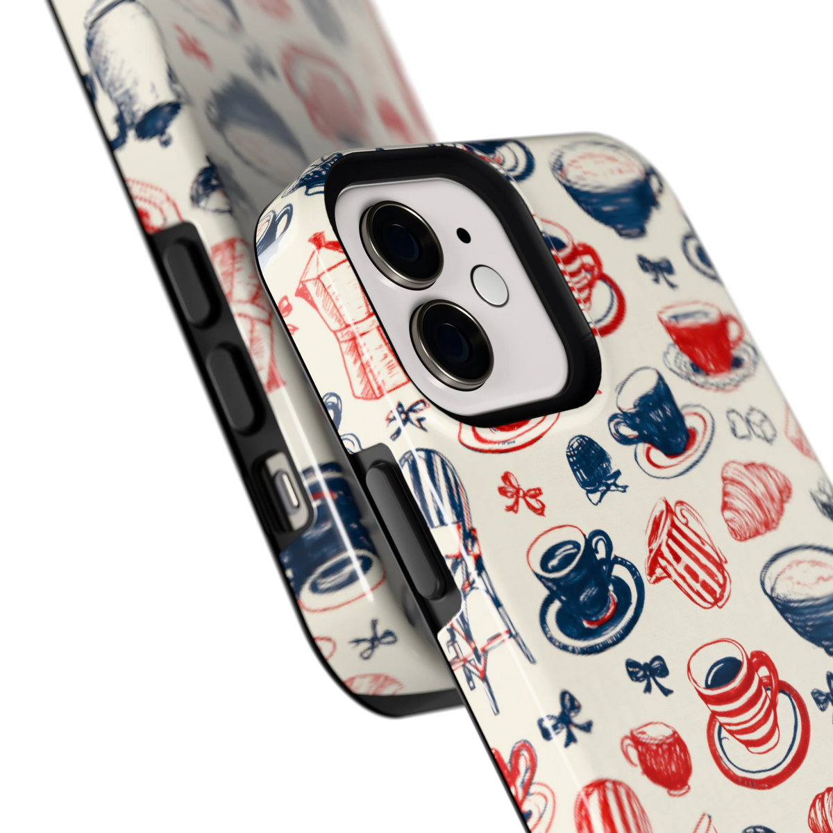 Café Tafel hoesje voor iPhone 12, close-up