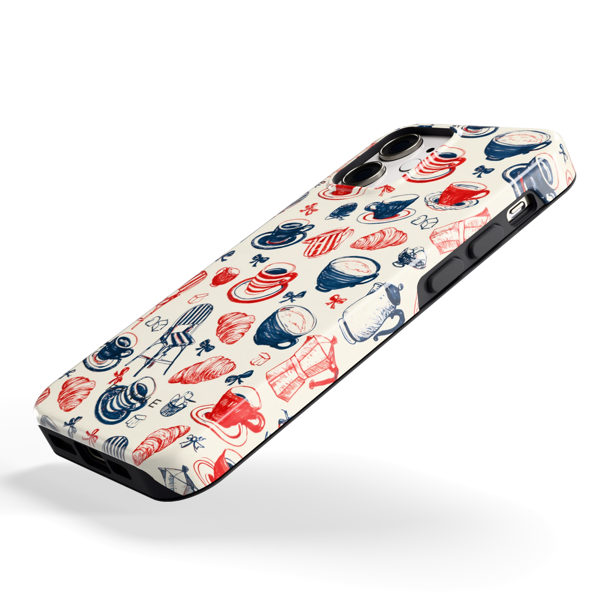 Café Tafel hoesje voor iPhone 12 mini, schuin