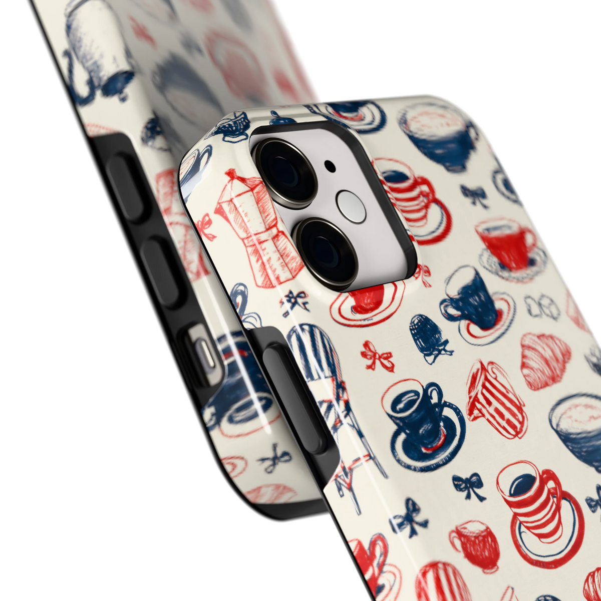 Café Tafel hoesje voor iPhone 12 mini, close-up