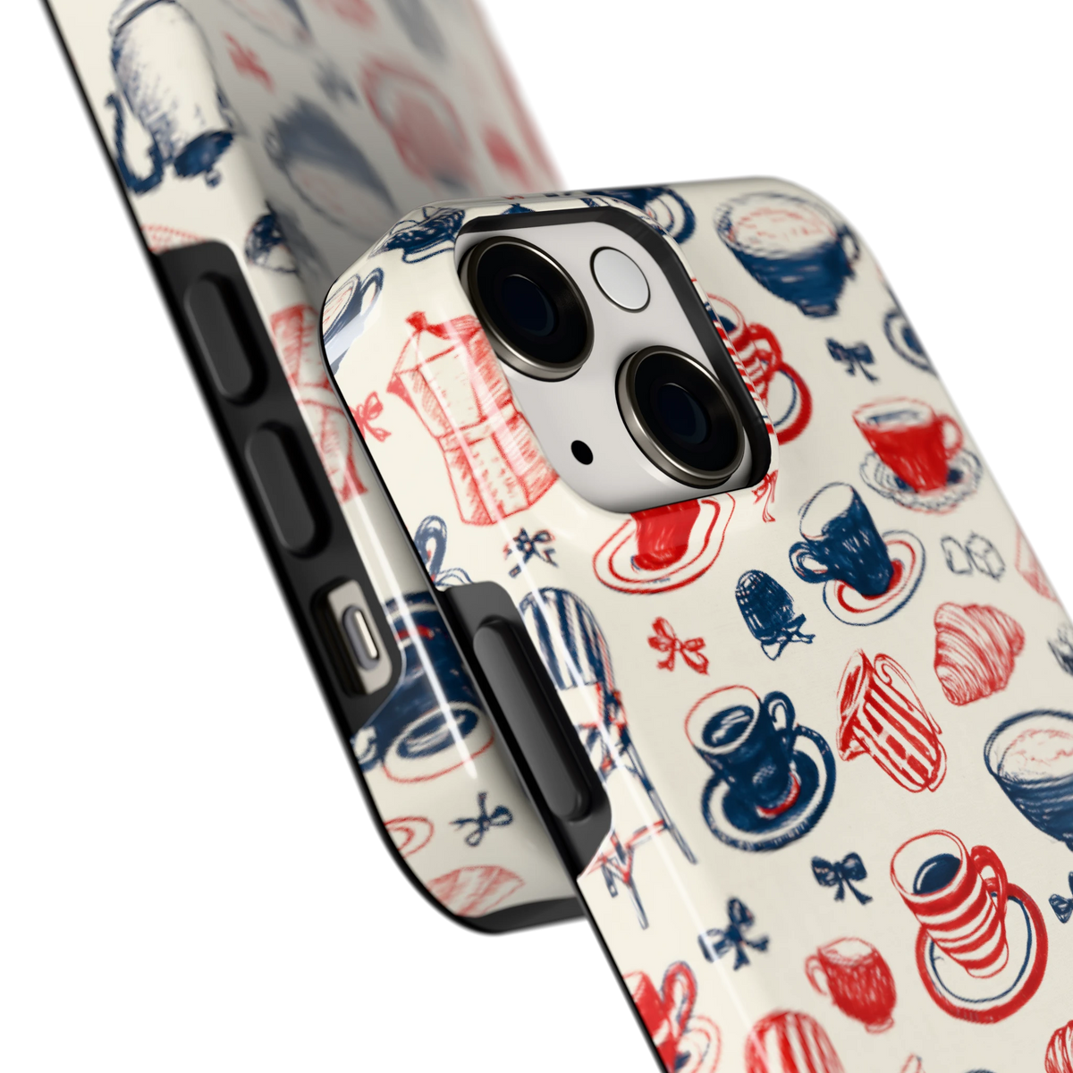 Café Tafel hoesje voor iPhone 13 mini, close-up